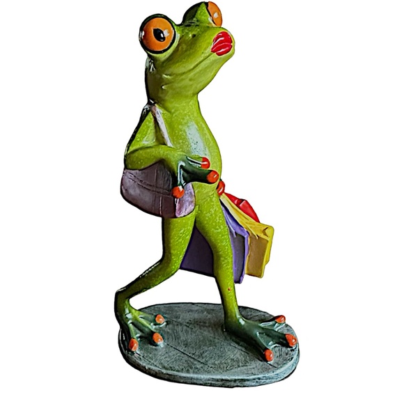 Resin Frog Figurine Statue 7” Desktop Decor - Picture 2 of 8